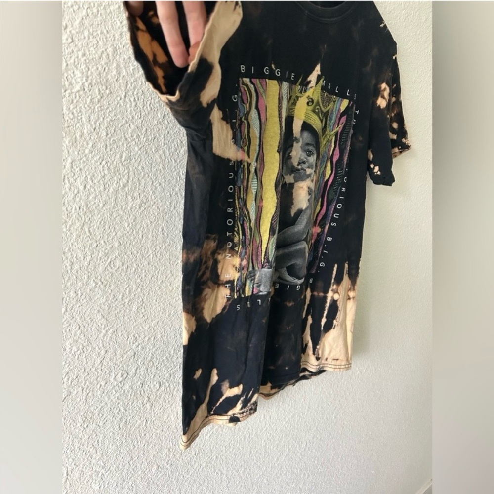 Biggie Smalls Notorious B.I.G. Graphic Tee | Custom Bleach Dyed | Fits M - Picture 2 of 7